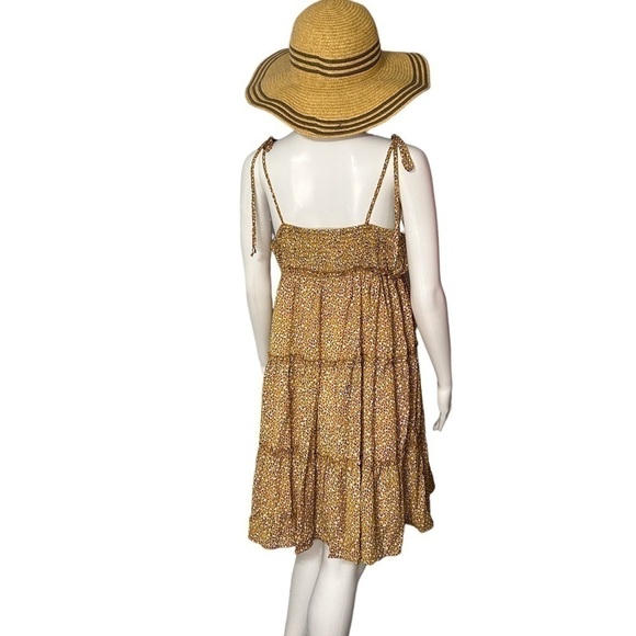Women’s Dress Spring/Summer Mustard/Black/White 4 Tiered Spaghetti Strap Size-XL - Picture 3 of 7